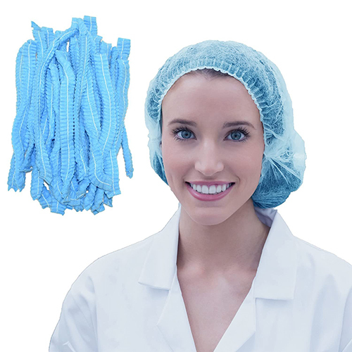 Disposable Non Woven Bouffant Cap - Color: Sky Blue