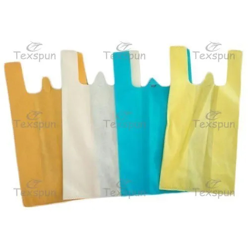 Plain Non Woven W Cut Shopping Bags - Durable Non Woven Fabric, 10x14, 13x16, 16x20 Sizes, Customizable with Offset Printing, Comfortable W-Cut Handles
