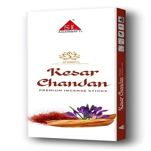 Kesar Chandan Premium Incense Sticks - Exotic Saffron and Earthy Sandalwood Blend, Includes Incense Holder for Aromatic and Religious Use