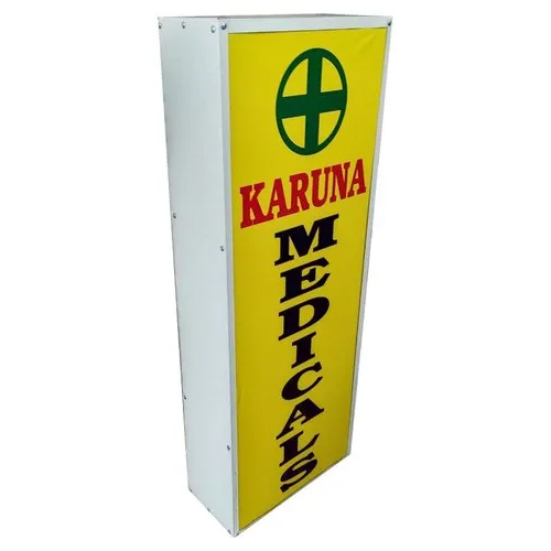 Outdoor Acrylic LED Sign Board - Mild Steel, Different Sizes, Bright Yellow Color | Electric Power Supply, Energy-Efficient LED Lighting, Warranty Included